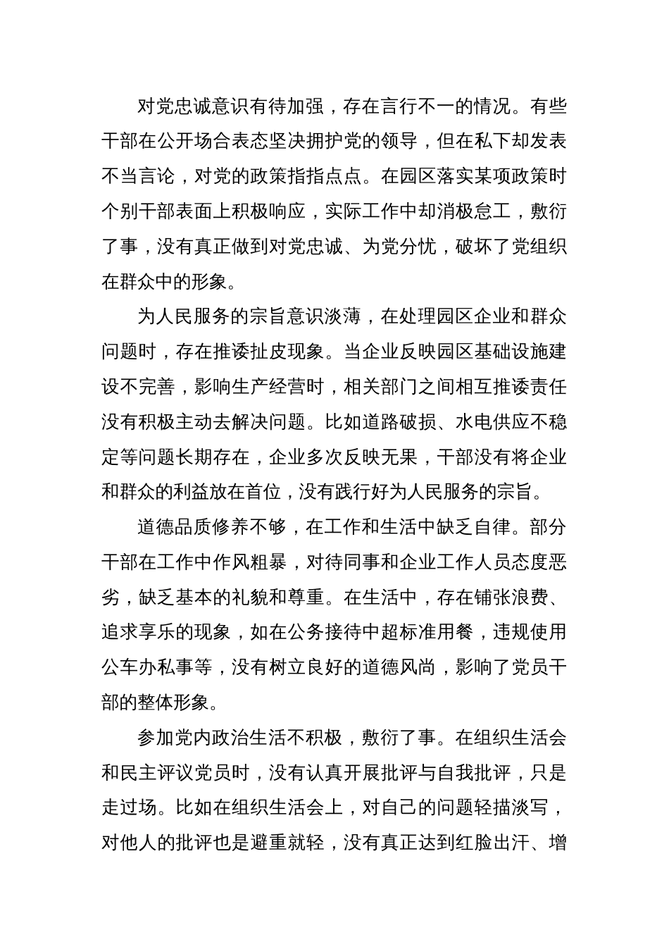 2025国有园区领导对照“五个进一步到位”查摆问题清单_第3页