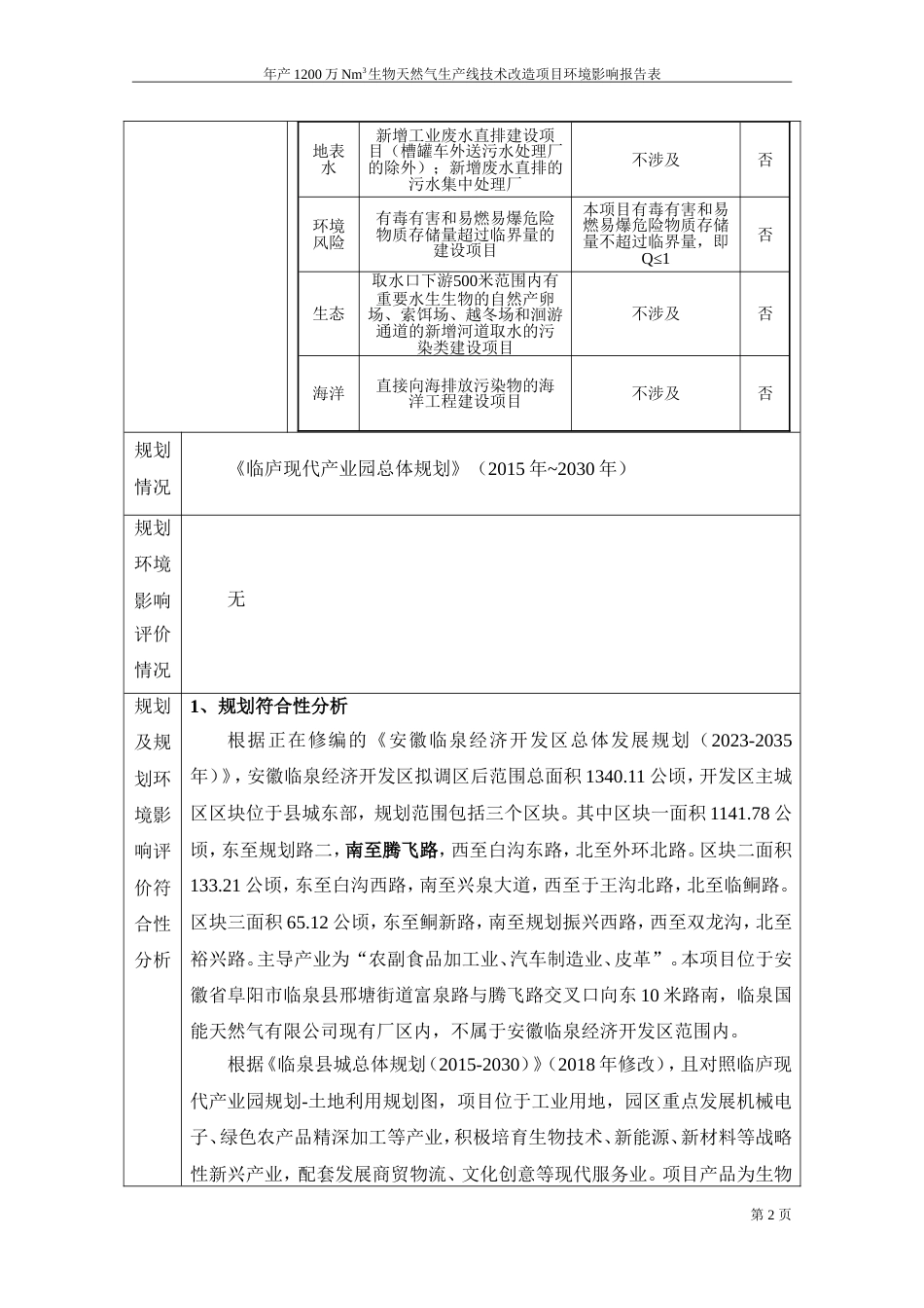 年产1200万Nm3生物天然气生产线技术改造项目环境影响报告表_第3页