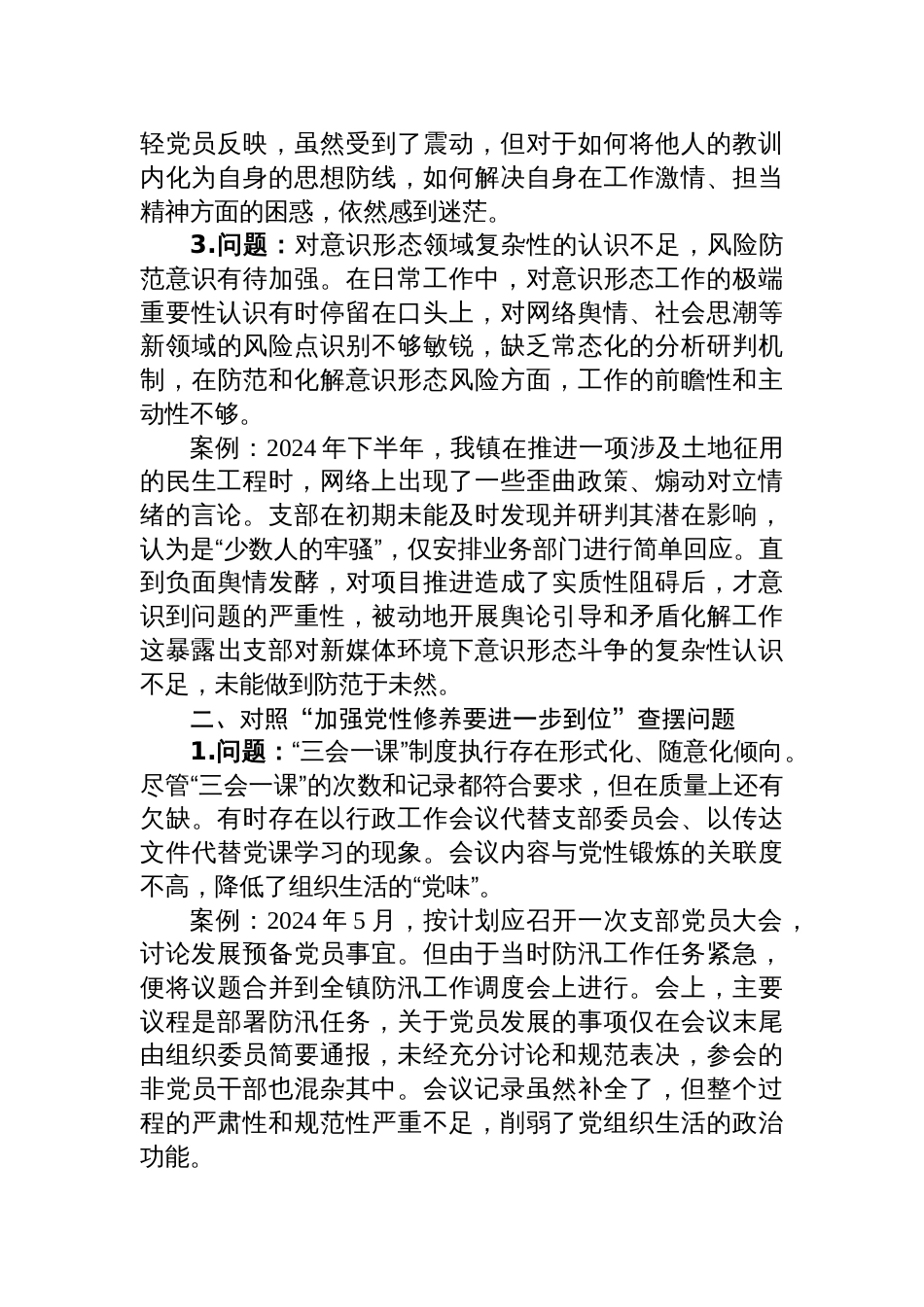 2025镇机关党支部对照“五个进一步到位”问题查摆台账材料_第2页