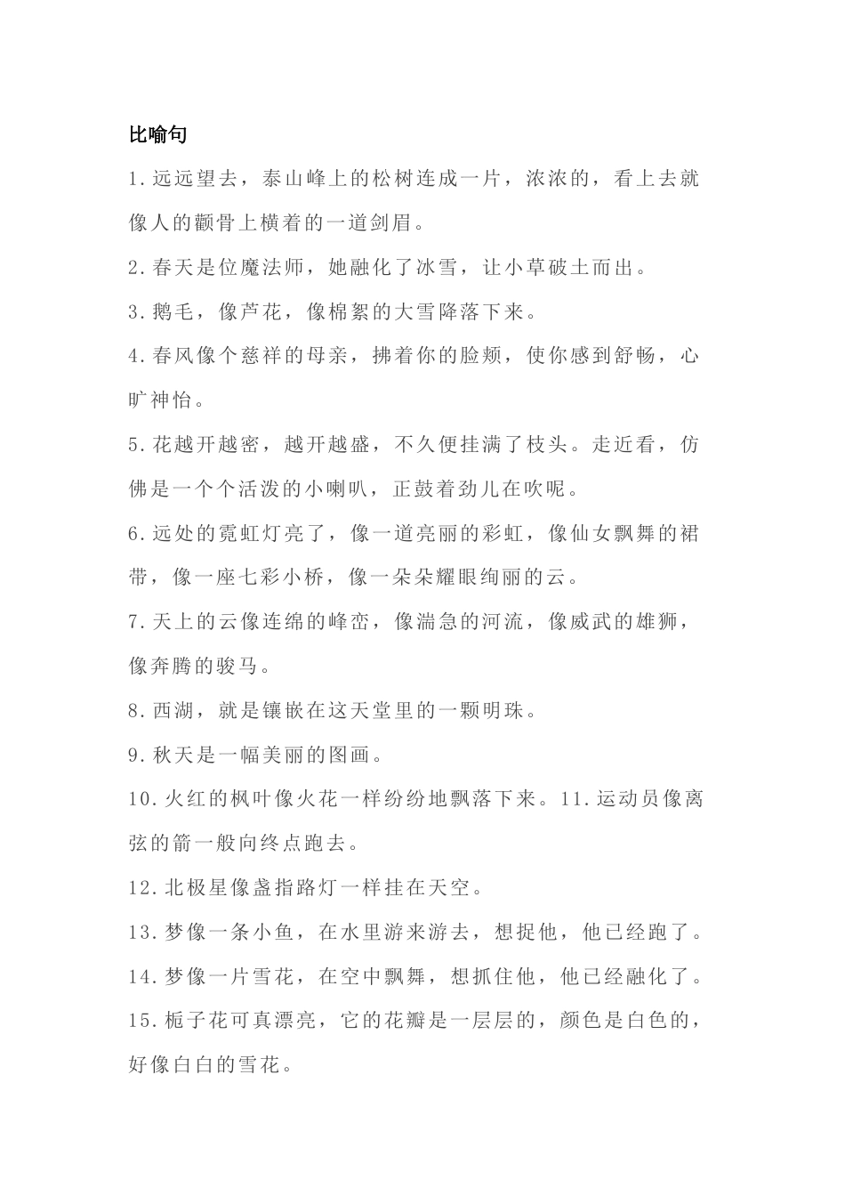 小学语文常用比喻句总结_第1页