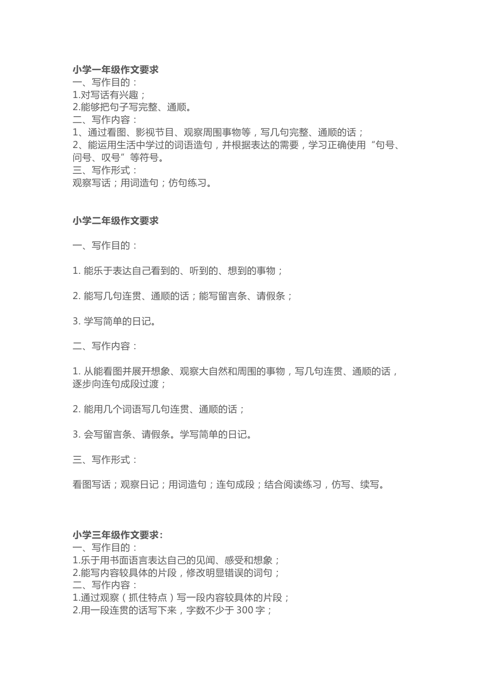 小学语文各年级作文要求_第1页