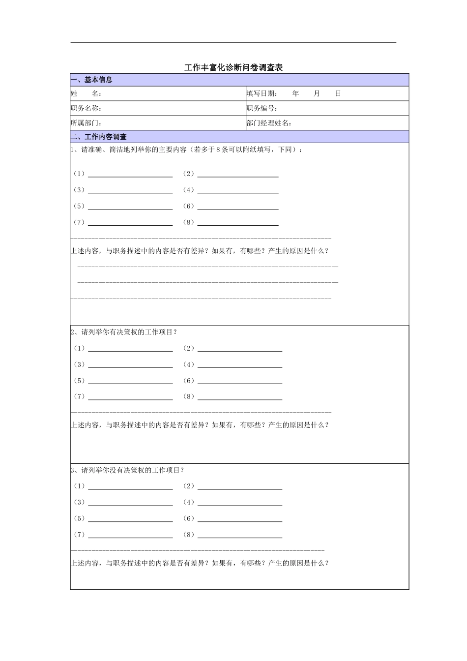 工作丰富化诊断问卷调查表_第1页