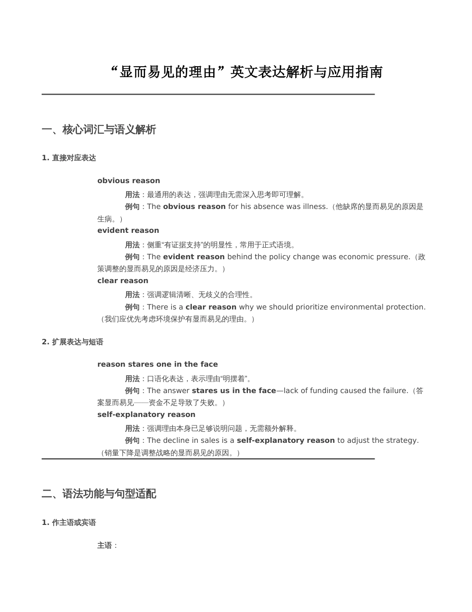 显而易见的理由的英文单词_第1页