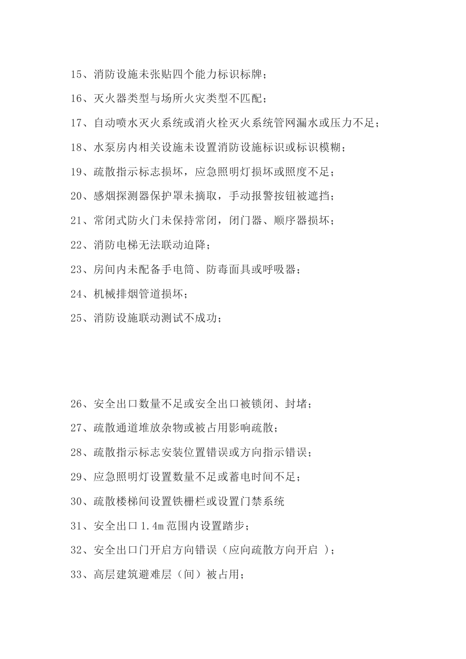 常见的消防安全隐患100条_第2页