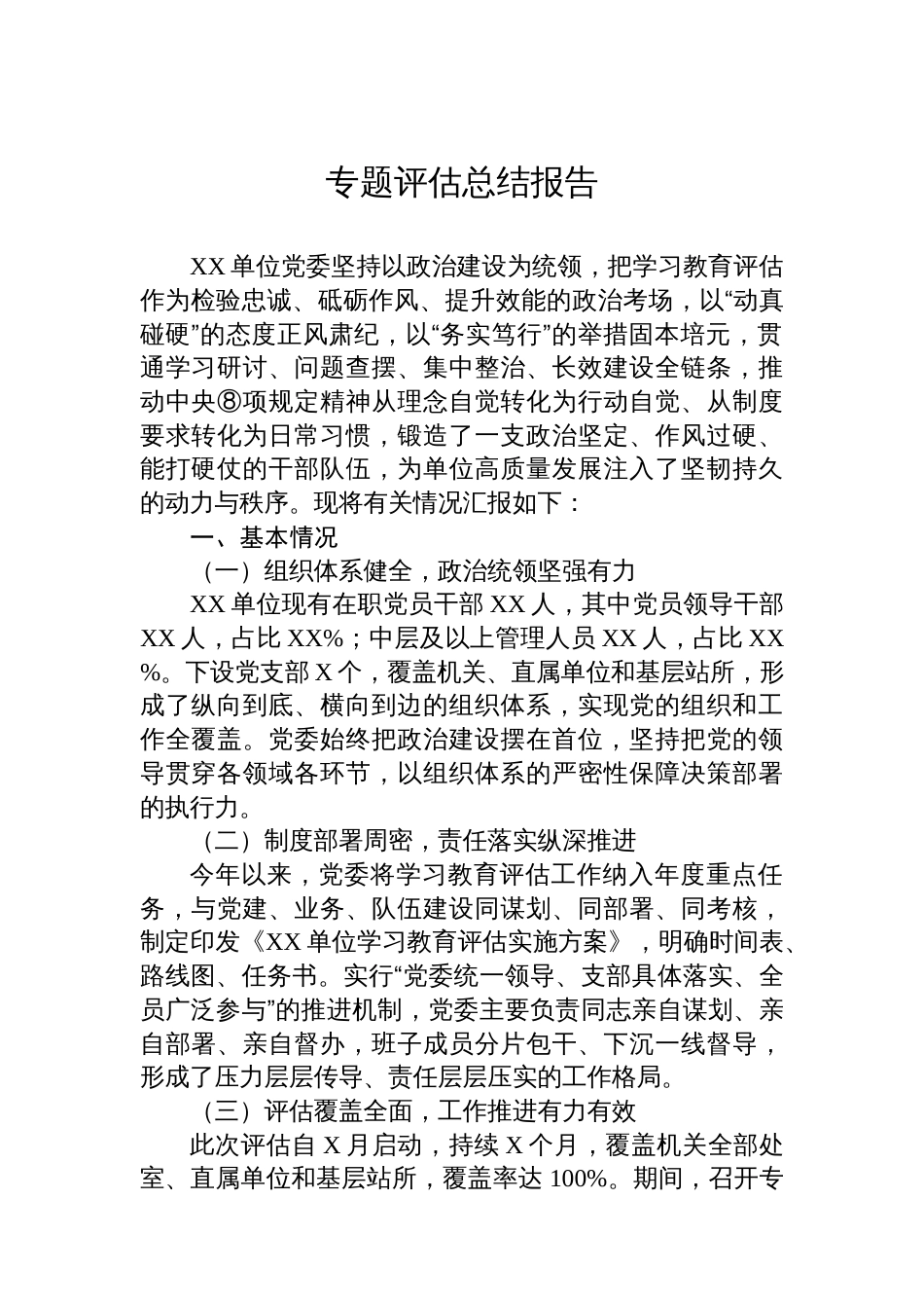 专题评估总结报告_第1页