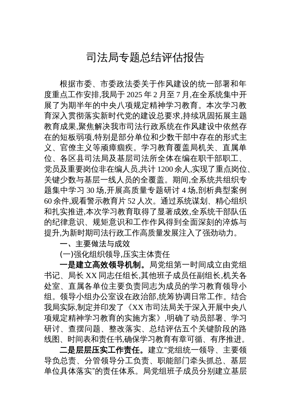 司法局专题总结评估报告_第1页