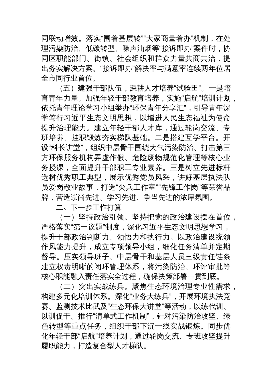 区生态环境局党组干部能力作风建设工作报告_第3页
