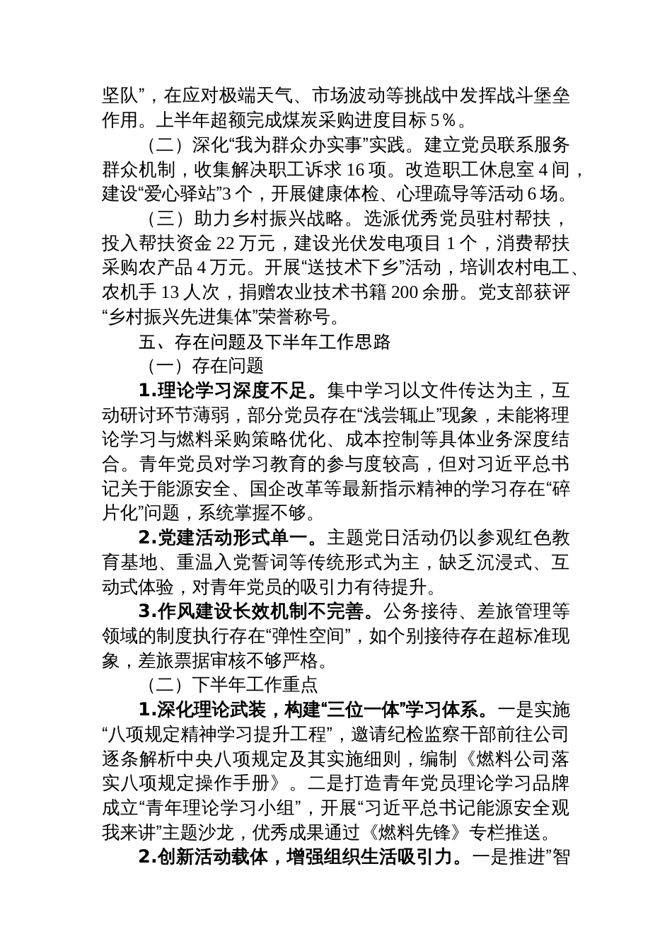 燃料公司党支部2025年上半年党建工作总结_第3页