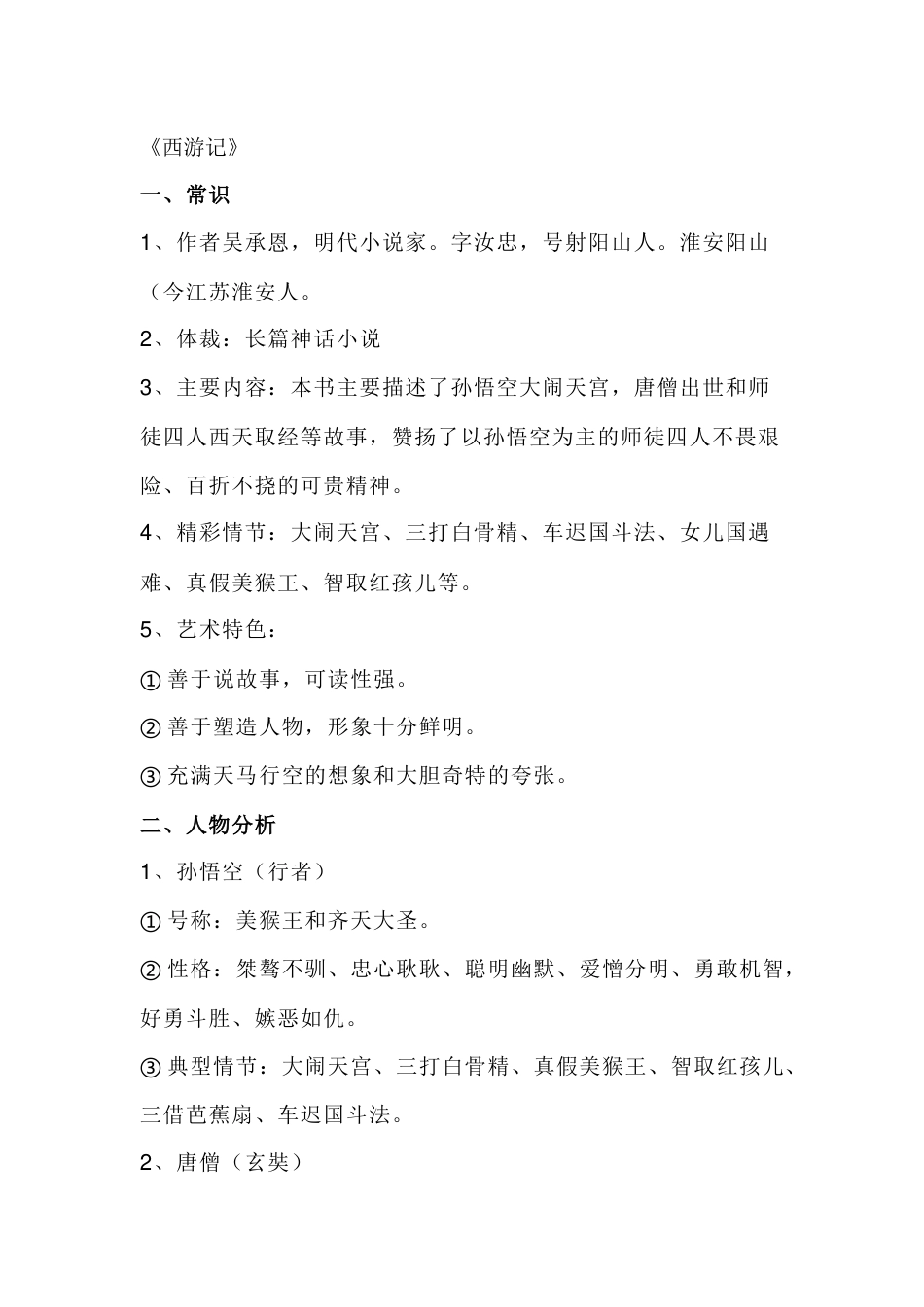 初中语文四大名著必考点总结_第1页