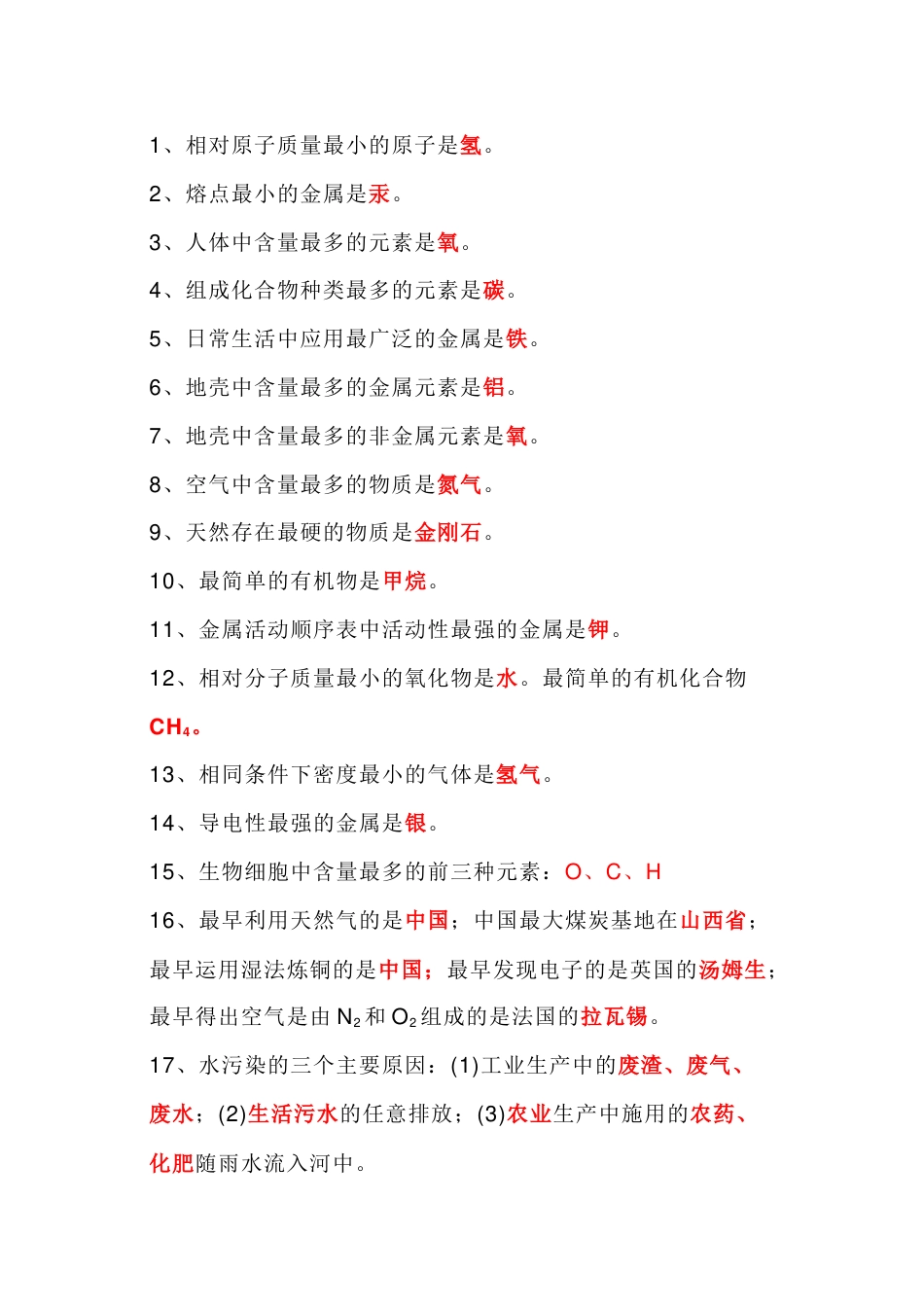 初中化学常识类考点总结_第1页