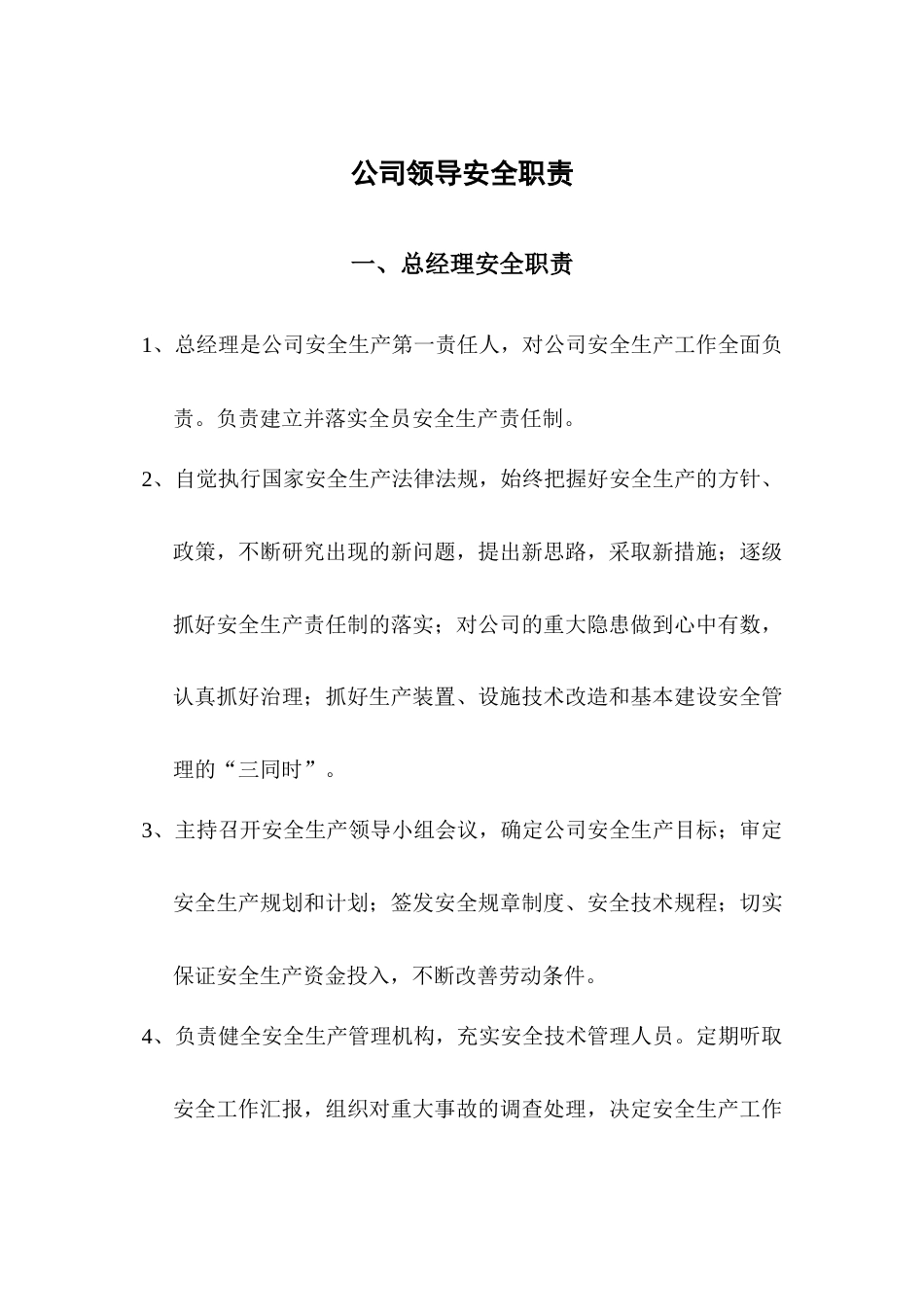 公司领导安全职责_第1页