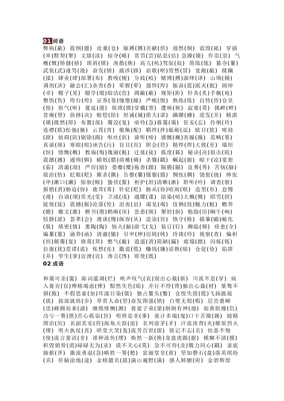 初中语文考试易错字词总结_第1页