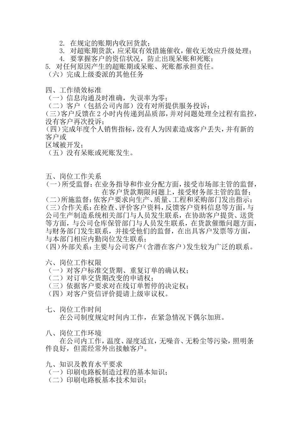 市场专管岗位工作说明书_第2页