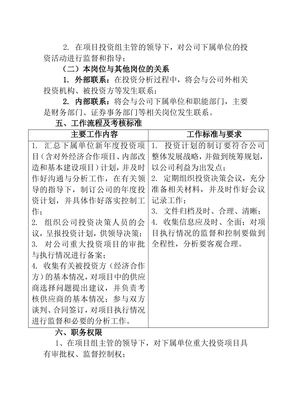 投资分析助理员工作说明书_第2页