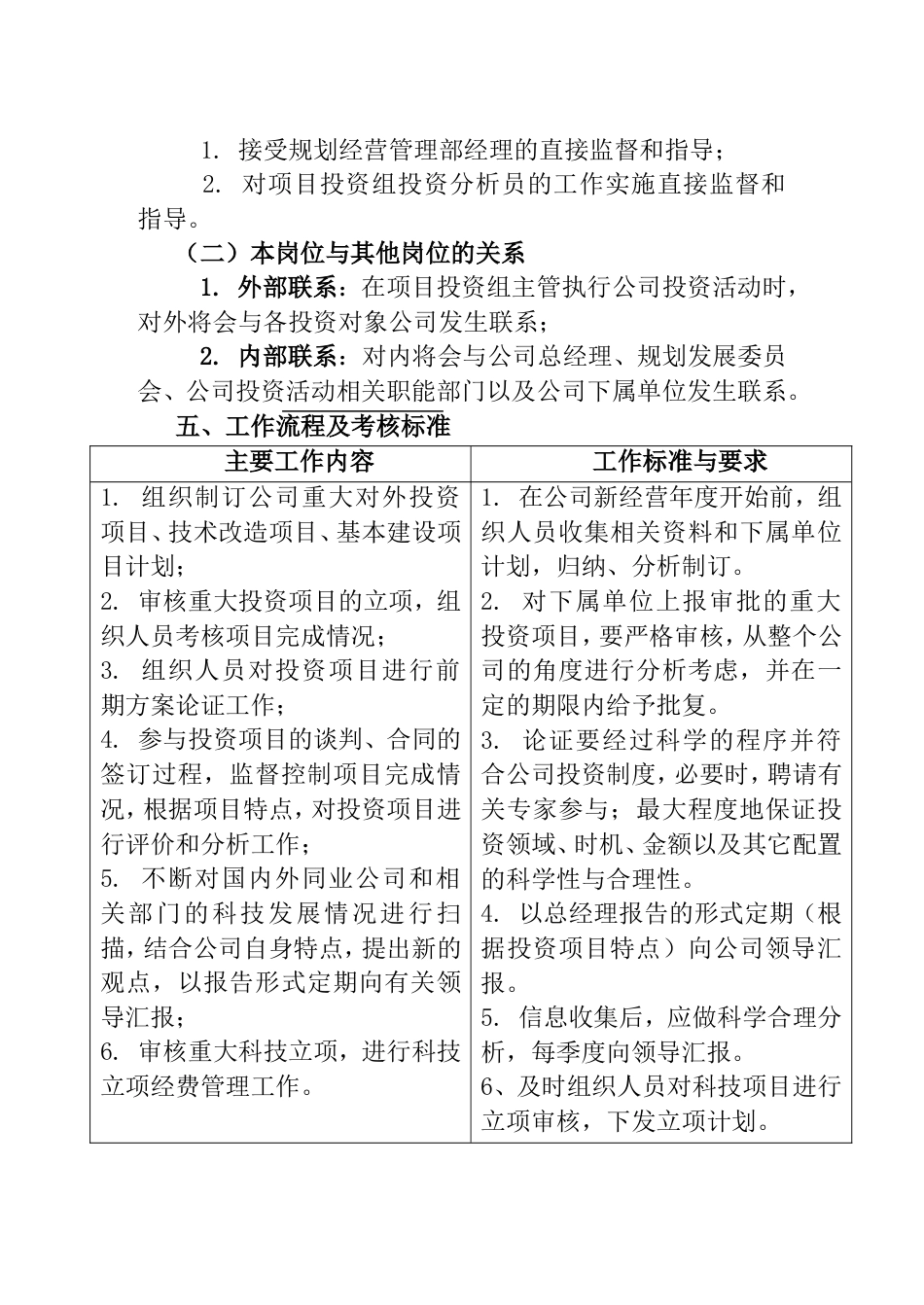 投资管理业务主管工作说明书_第2页