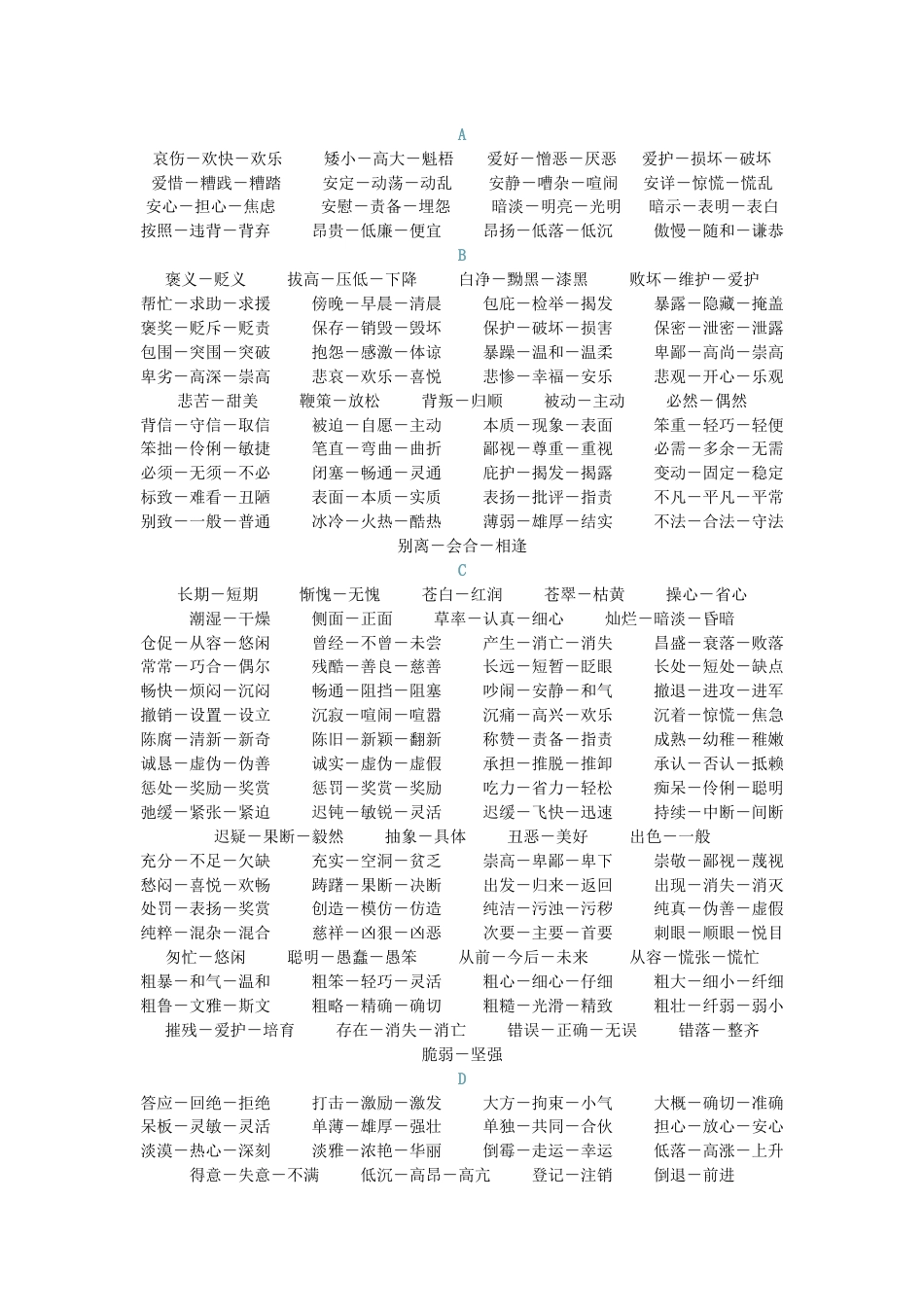 小学语文常见的反义词总结_第1页