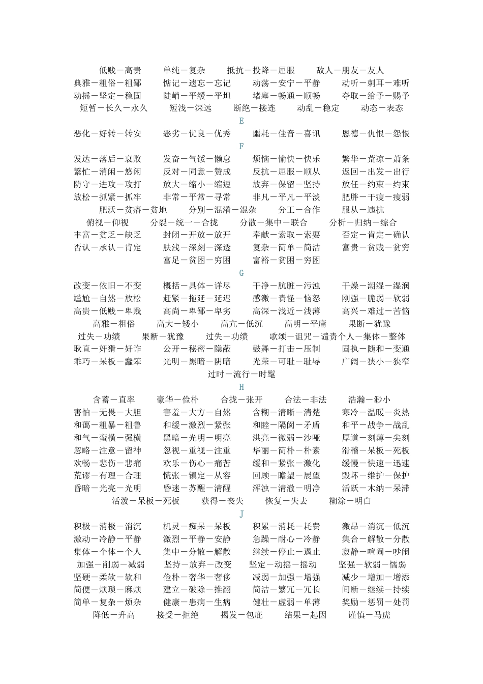 小学语文常见的反义词总结_第2页