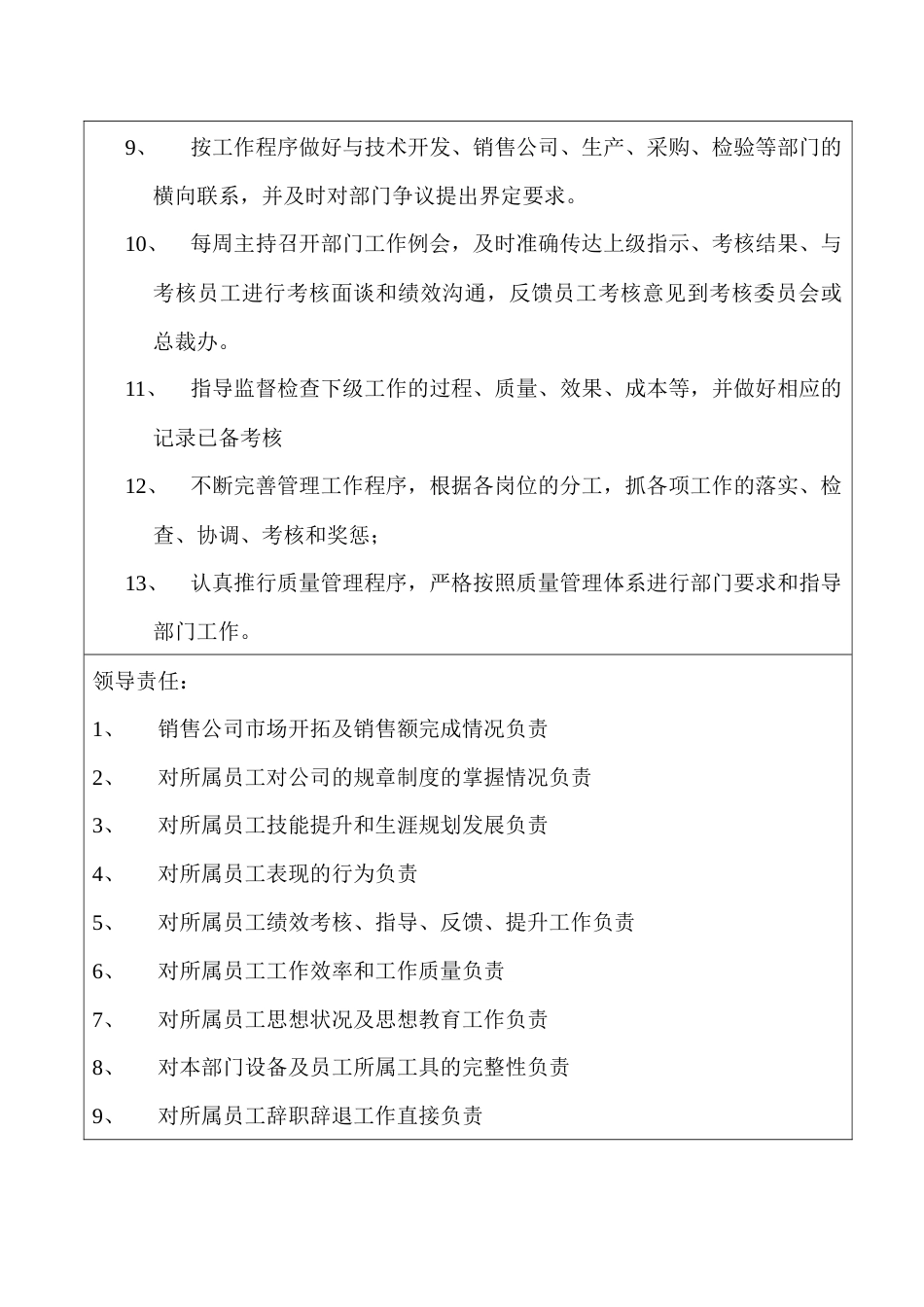 某公司销售公司总经理职位说明书_第2页