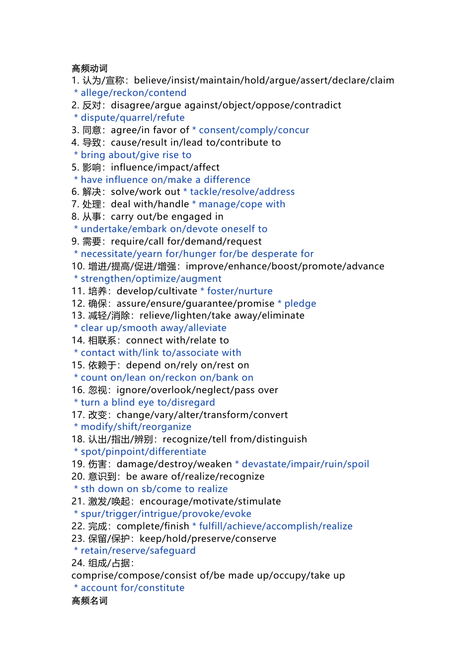 高中英语写作高级词汇替换分类总结_第1页