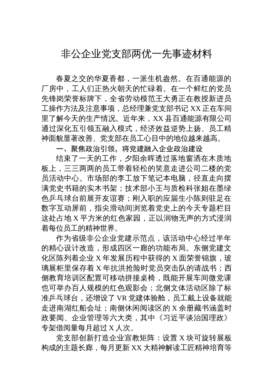 非公企业党支部两优一先事迹材料_第1页