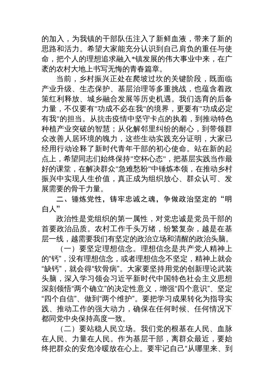 在2025年全镇村党组织书记后备力量工作汇报会议上的讲话_第2页
