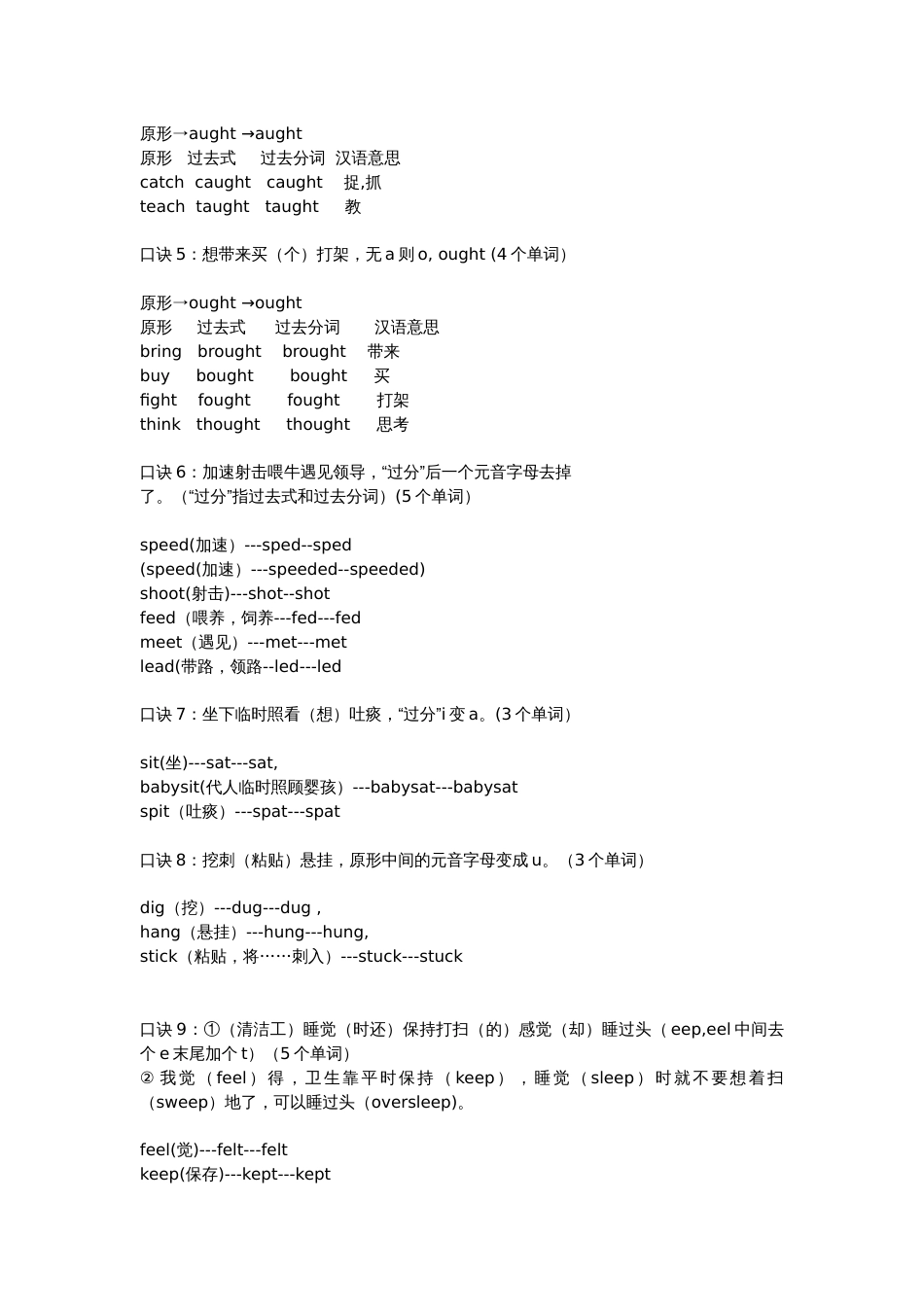 小学英语不规则动词记忆口诀总结_第2页