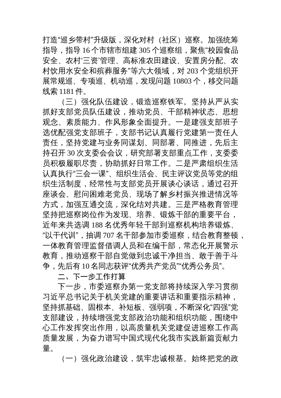 市委巡察办第一党支部2025年前三季度党建工作总结_第3页
