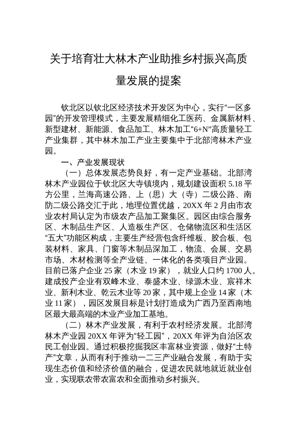 关于培育壮大林木产业助推乡村振兴高质量发展的提案_第1页