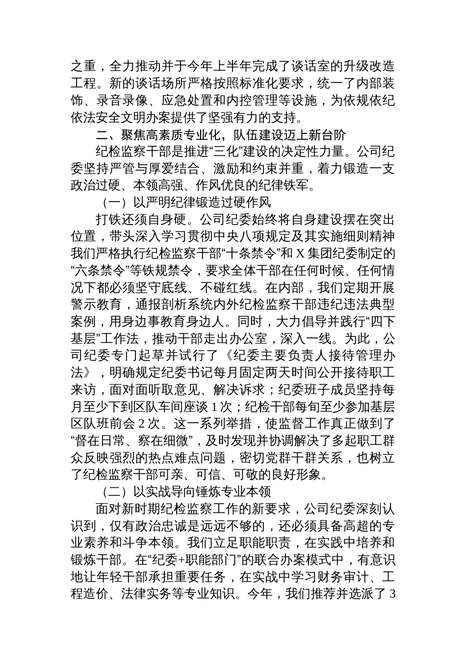 公司纪委2025年度纪检监察工作规范化法治化正规化建设年行动总结报告_第3页