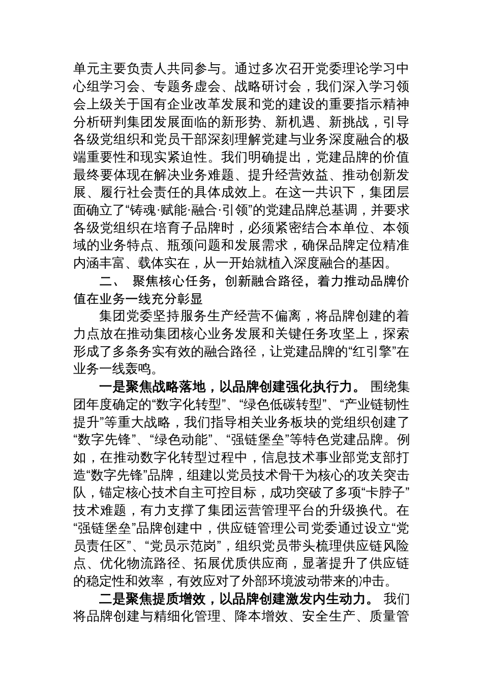 集团党委关于2025年党建品牌创建与业务融合发展的专题汇报_第2页