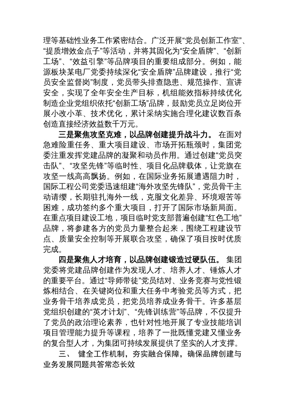 集团党委关于2025年党建品牌创建与业务融合发展的专题汇报_第3页