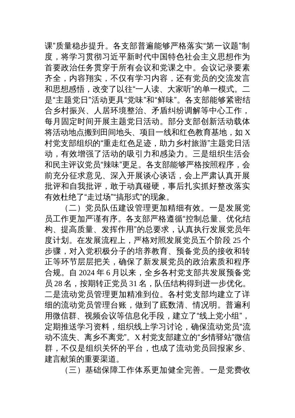 2025关于某乡基层党组织建设基本制度执行情况“回头看”的督查报告_第2页