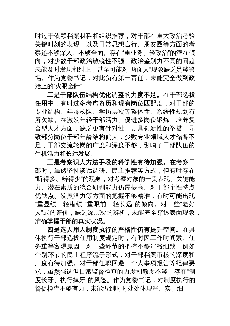 2025税务局党委书记关于选人用人专项整治党性分析报告_第3页