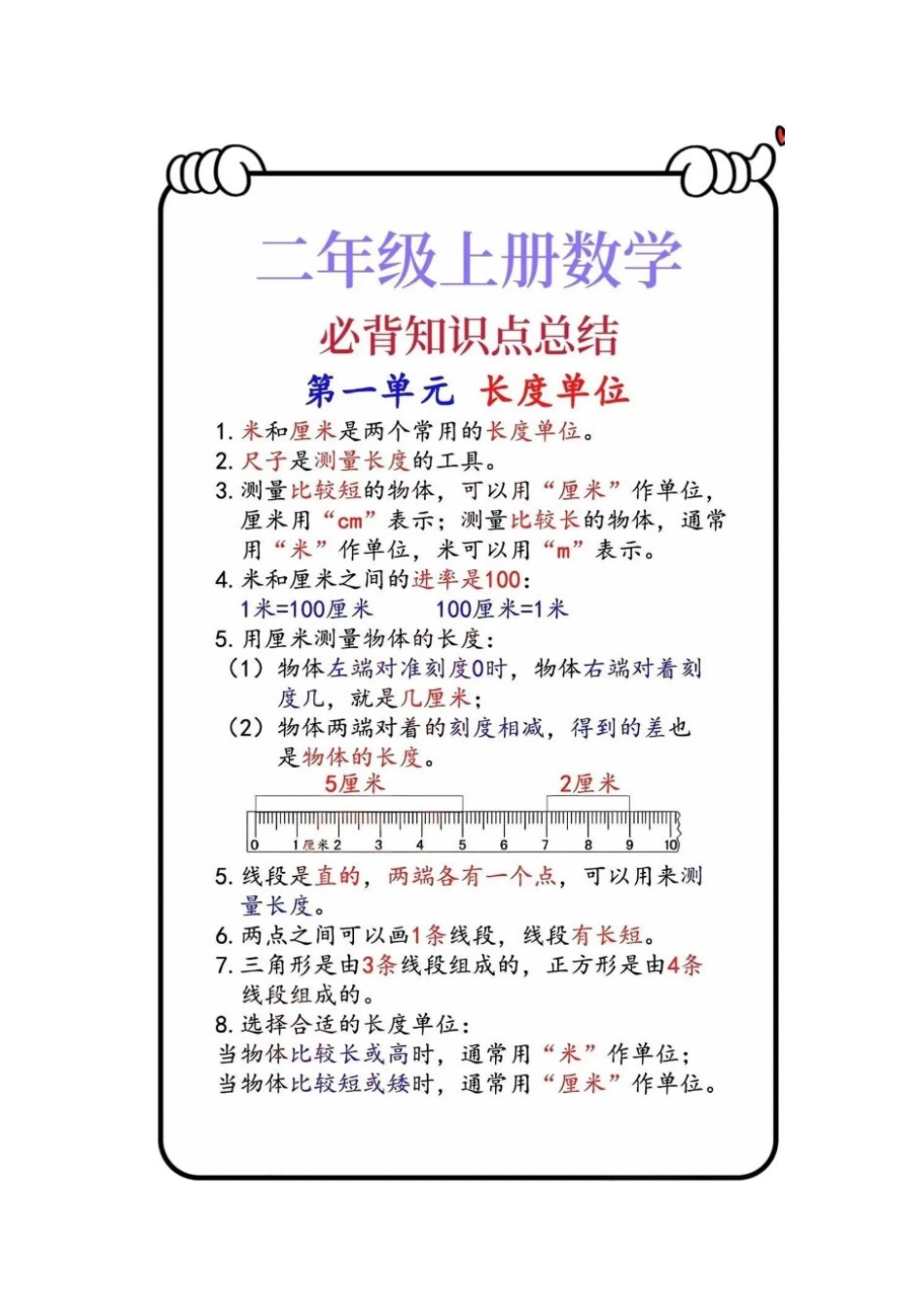 二年级上册数学必背知识点总结_第1页