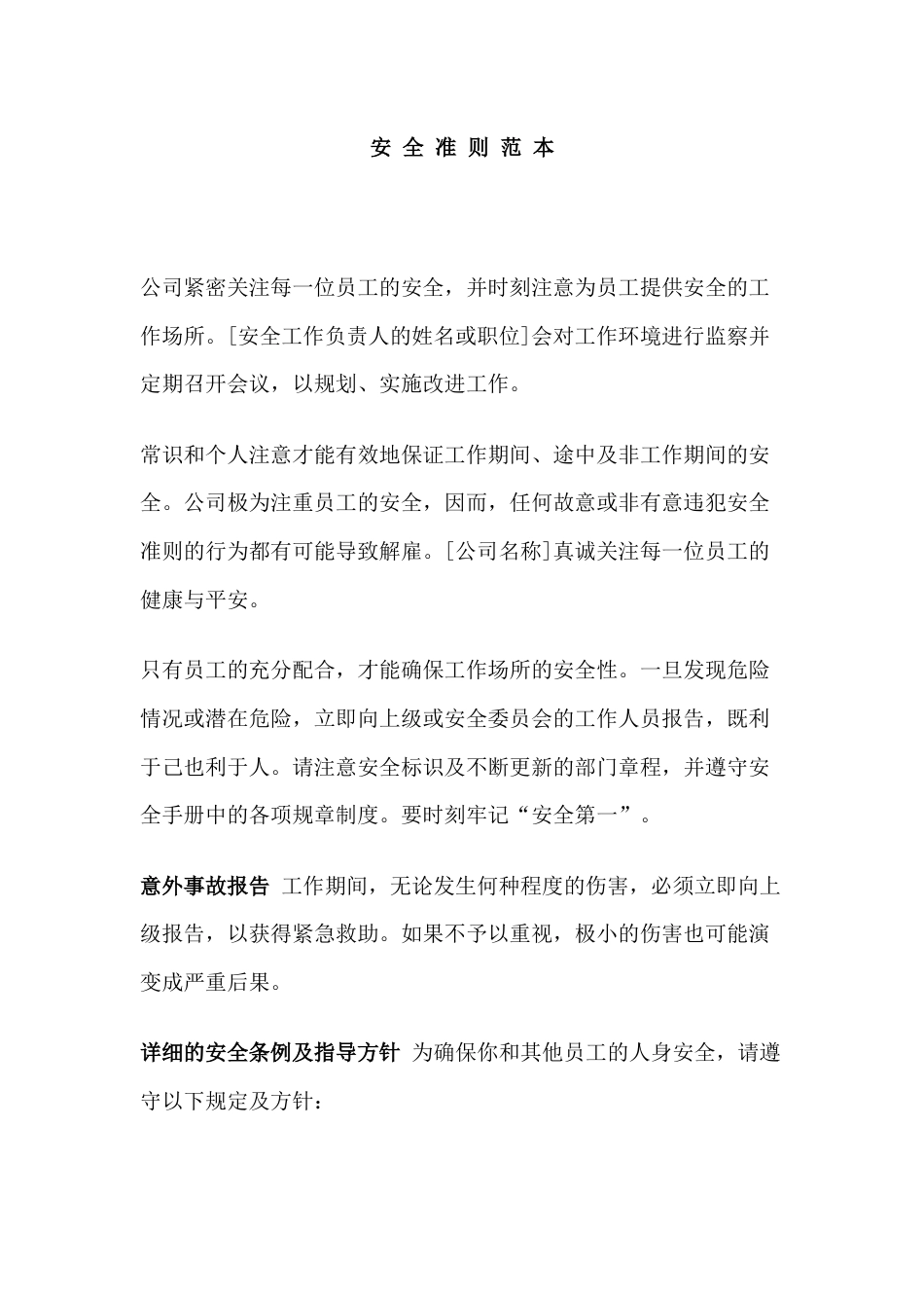 XX公司安全准则范本_第1页