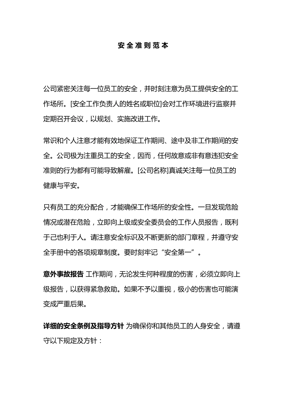 某公司安全准则范本_第1页