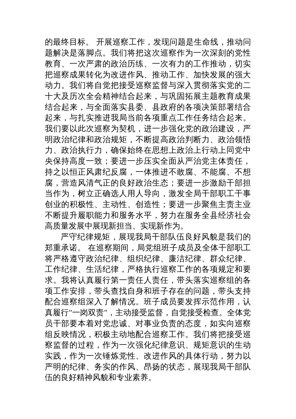 在2025年县委巡察组巡察局党组动员会上的表态发言_第3页