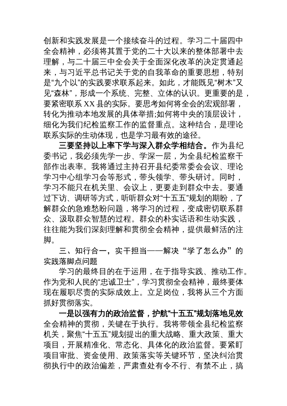 纪委书记学习党的二十届四中全会精神心得体会_第3页
