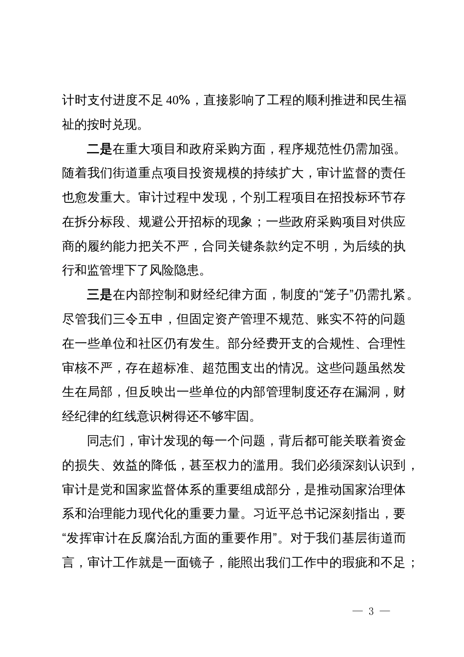 在街道2025年审计工作会议上的讲话_第3页