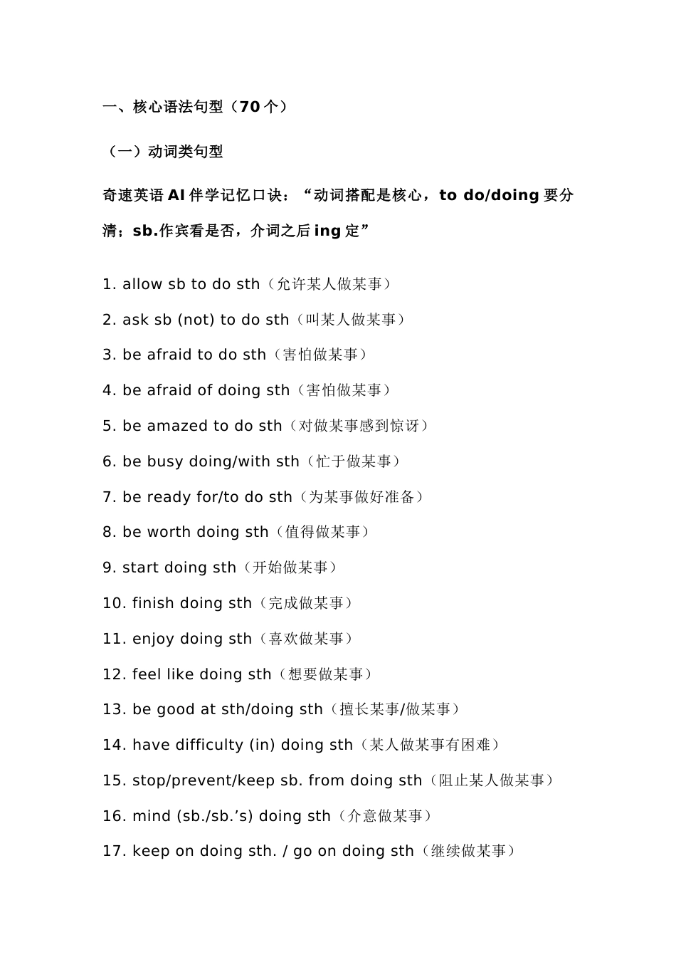 100个初中英语重点语法句型高频词组_第1页