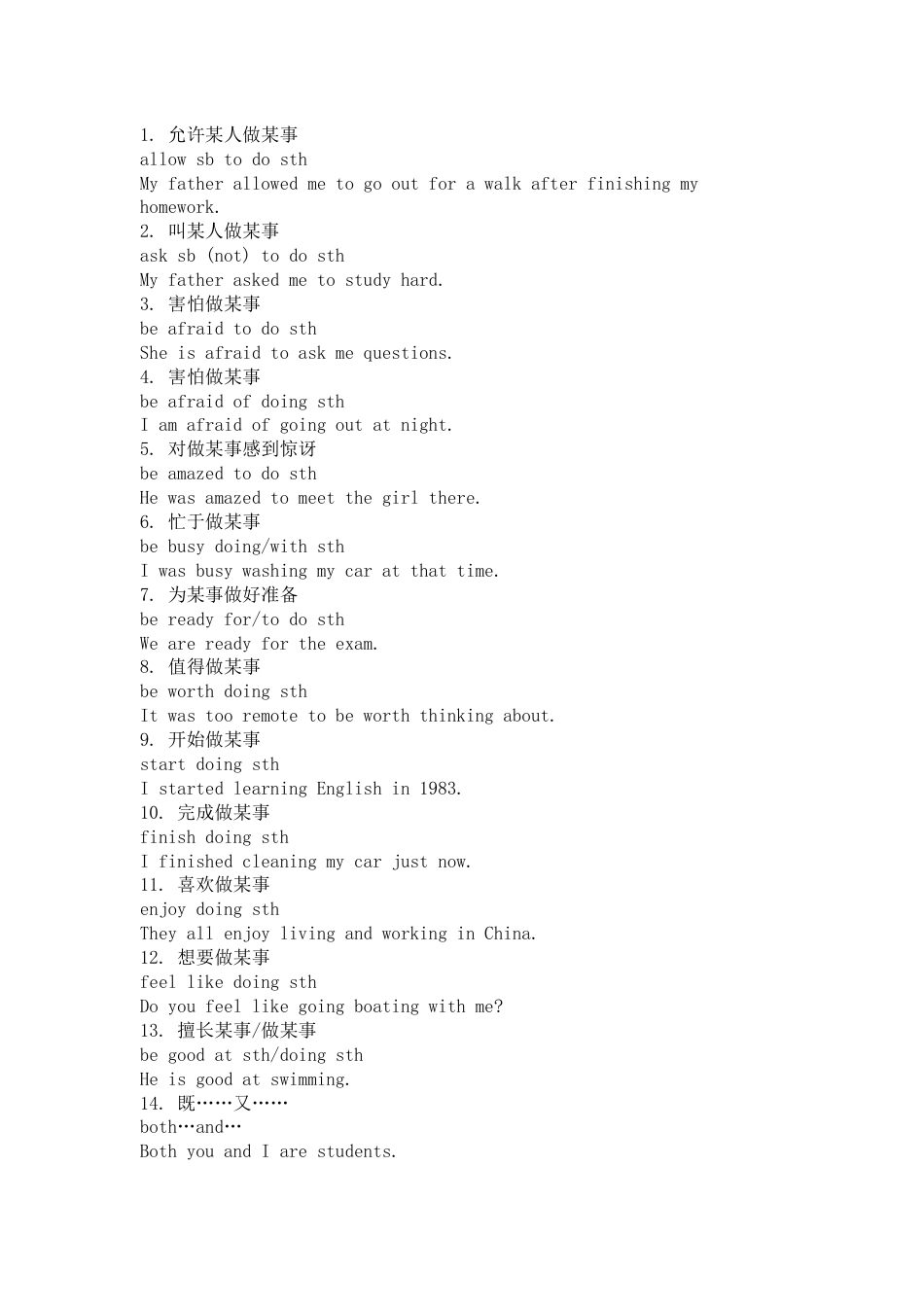 初中英语70个重点语法句型（含例句总结）_第1页