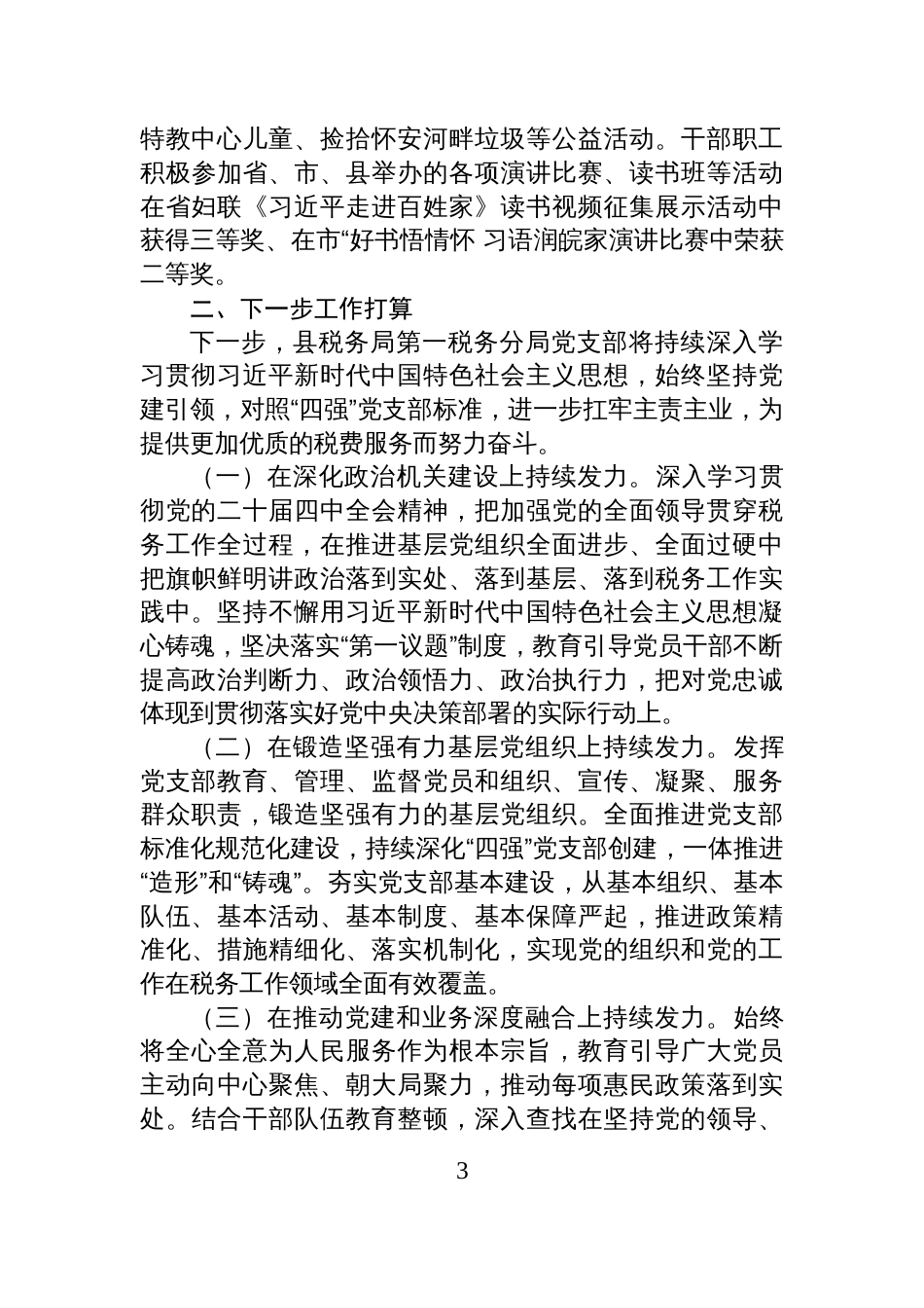 税务局党支部2025年抓基层党建工作述职报告材料_第3页