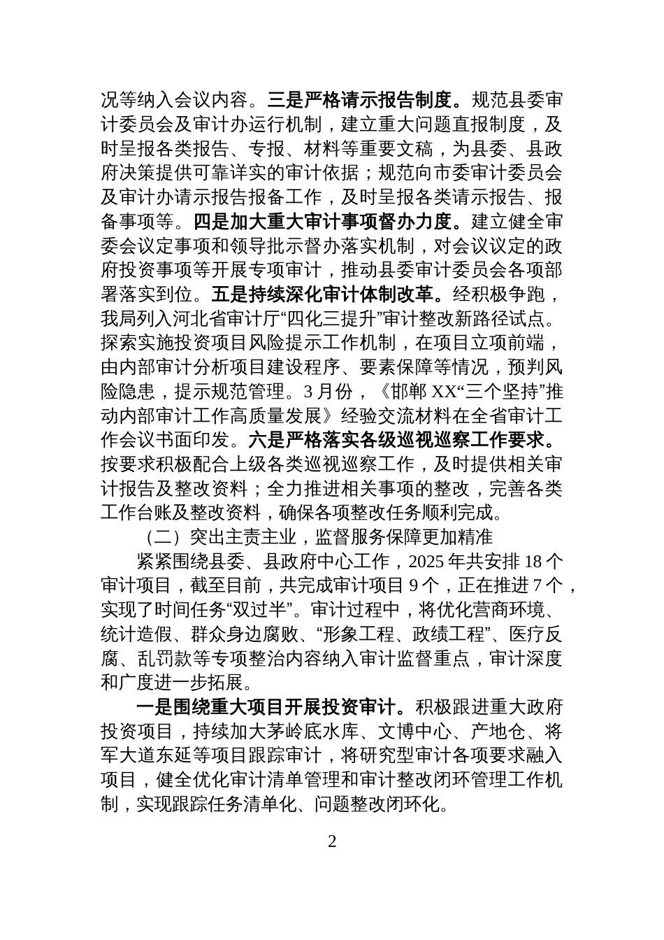 XX审计局2025年上半年工作总结和下半年工作计划_第2页