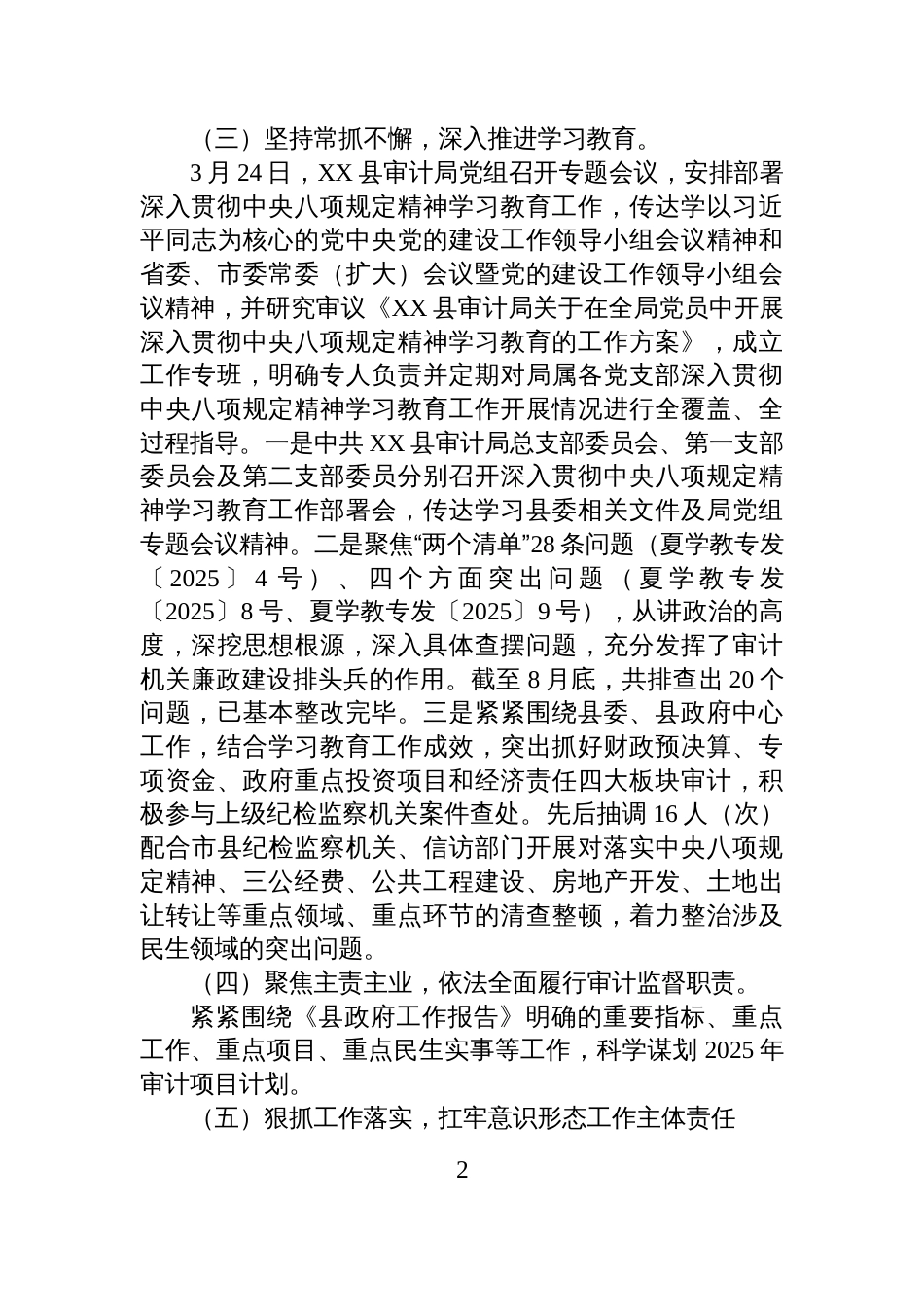 XX县审计局2025年工作总结及2026年审计工作安排情况报告_第2页