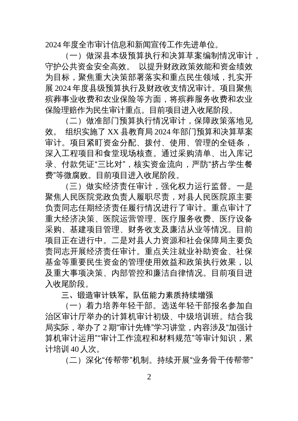 XX县审计局2025年上半年工作总结和+下半年工作计划_第2页