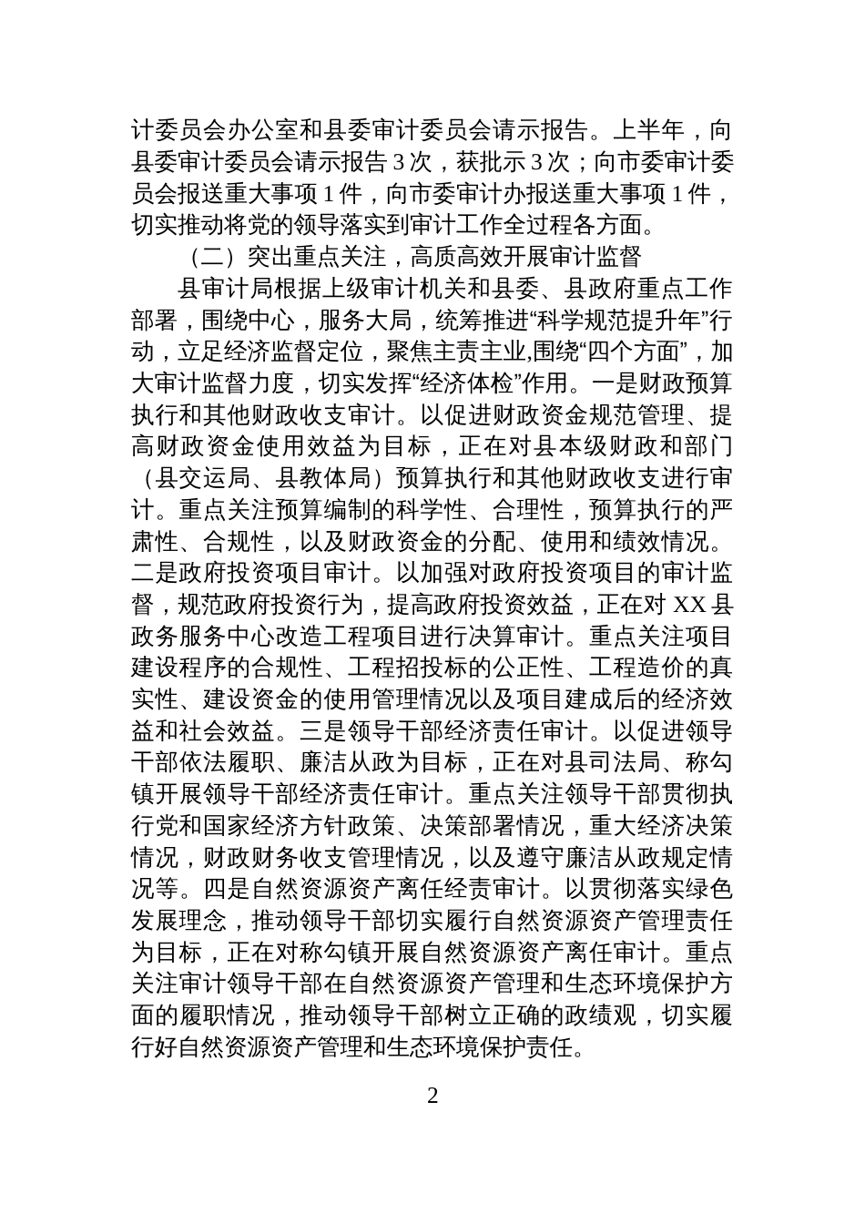 XX县审计局2025年上半年工作总结和下半年工作安排_第2页