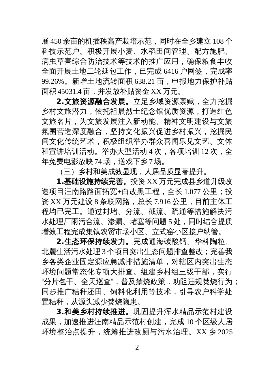 XX乡2025年工作总结及2026年工作安排_第2页