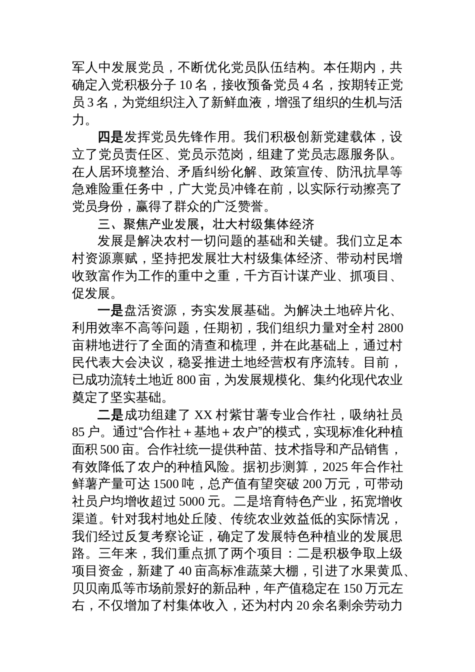 XX村两委成员任期内述职报告_第3页