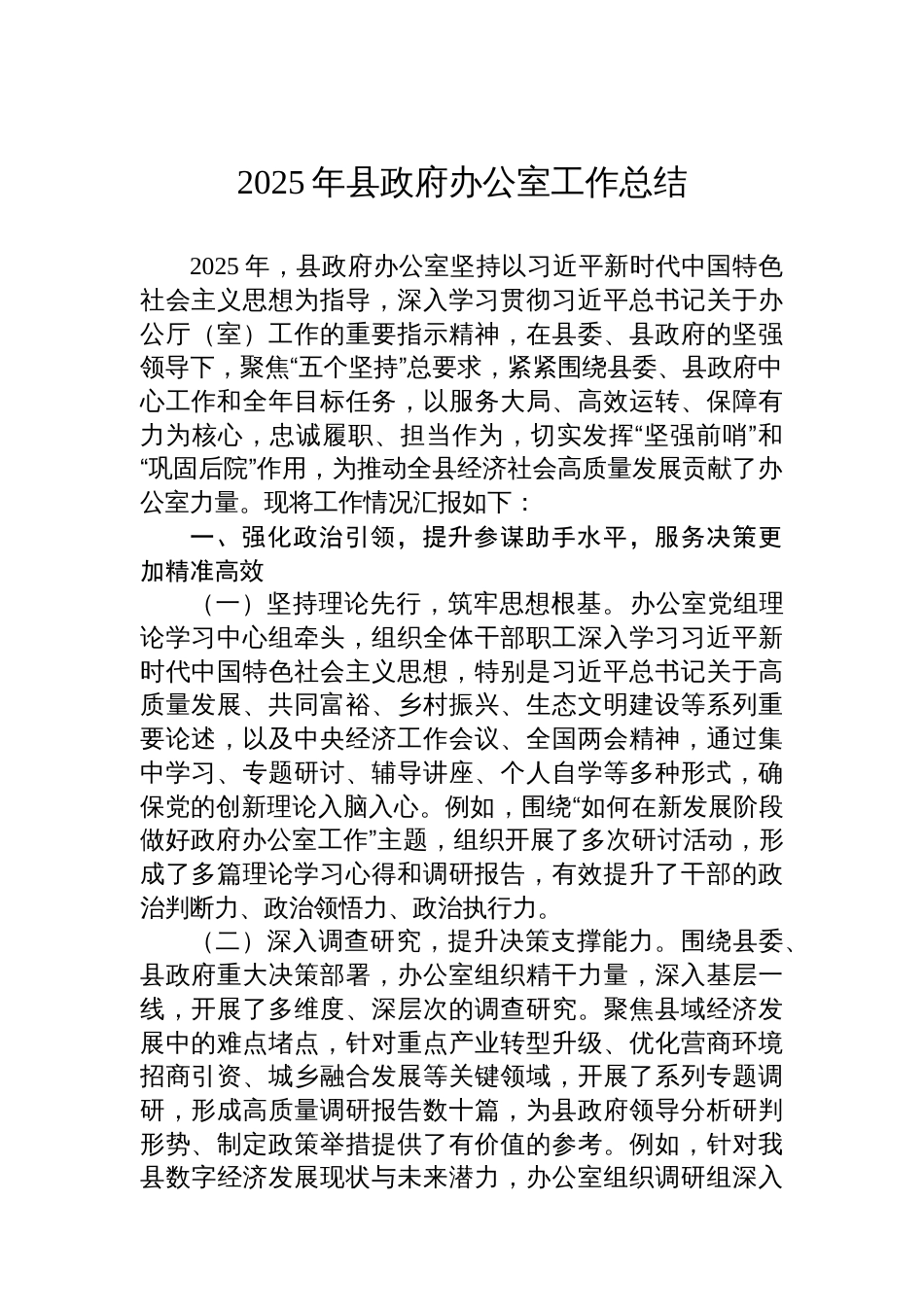 2025年县政府办公室工作总结_第1页