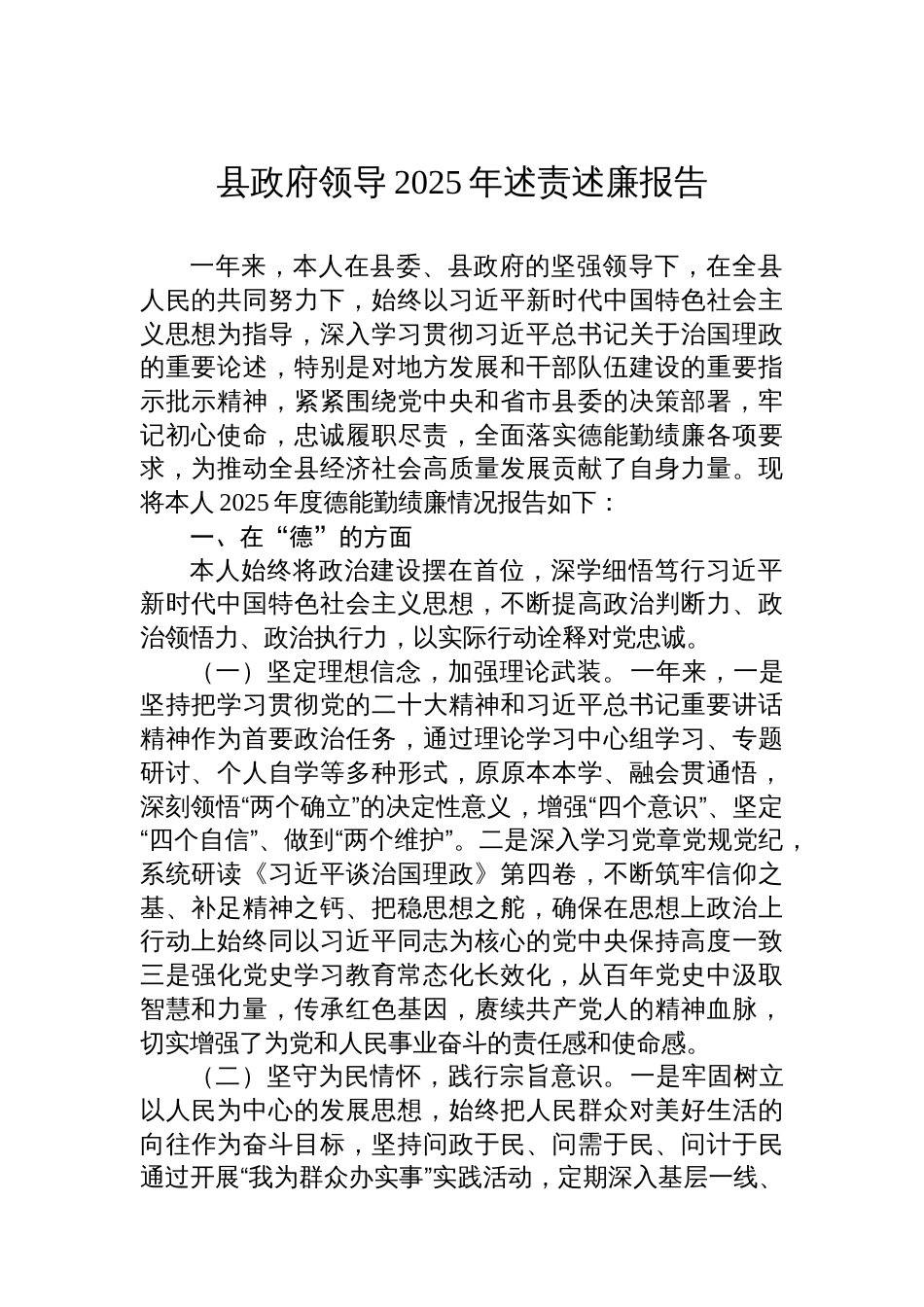 县政府领导2025年述责述廉报告_第1页